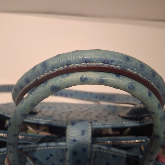 EUC Dooney & Bourke Teal Ostrich Leather 2-Way Medium Top Handle Satchel OS - Picture 5 of 16